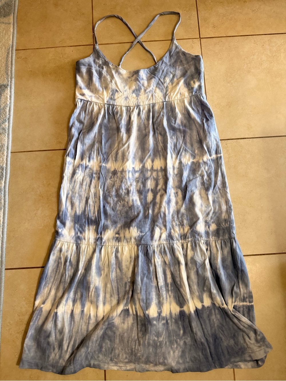 GAP Light Blue and White Tie-Dye Tank Top